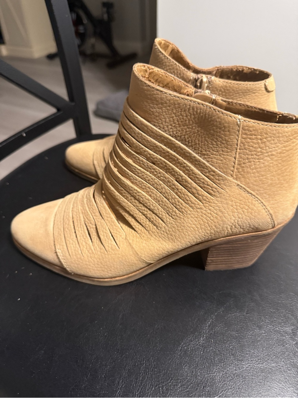 Women's Tan Ankle Booties with Low Block Heel